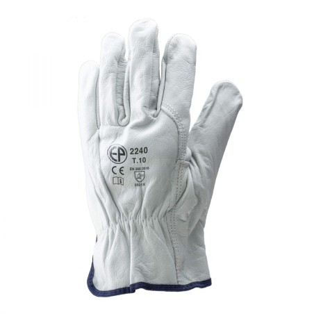GANTS DE MANUTENTION GÉNÉRALE EN CUIR SOUPLE BLANC EUROSTRONG 2240