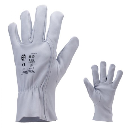 GANTS DE MANUTENTION GÉNÉRALE EN CUIR SOUPLE BLANC  EUROSTRONG 2310