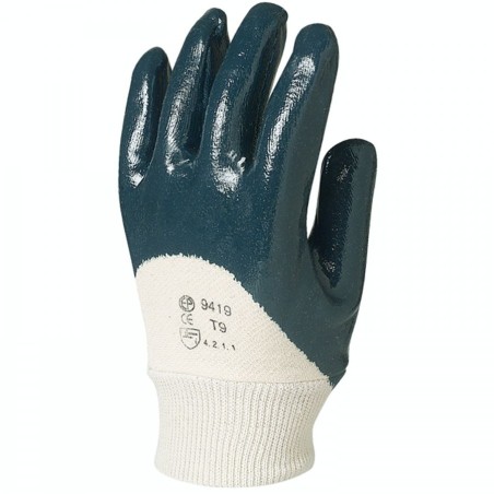 GANTS DE MANUTENTION GÉNÉRALE ENDUITS 3/4 EN NITRILE BLEU