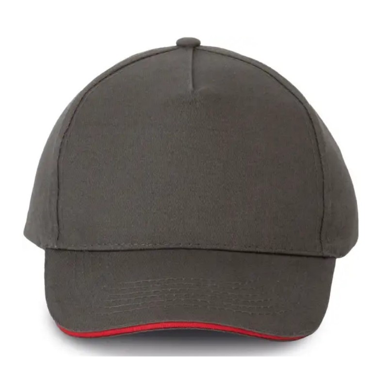 CASQUETTE AVEC SANDWICH 5 PANNEAUX GREY / RED