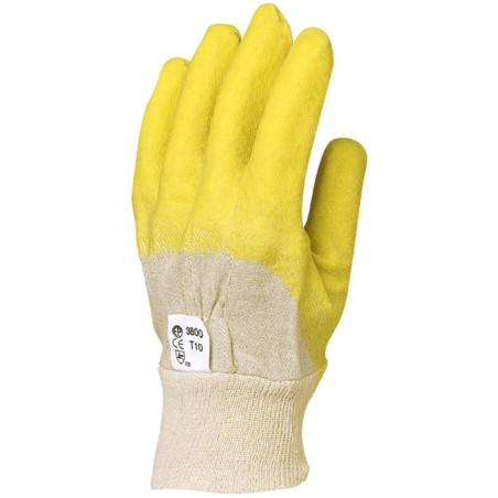 GANTS DE MANUTENTION GÉNÉRALE ENDUITS 3/4 JAUNE EUROSTRONG 3800 T 10