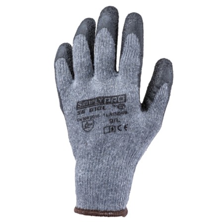 GANTS DE MANUTENTION GÉNÉRALE EN TRICOT GRIS ET LATEX NOIR