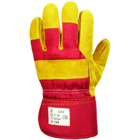 GANTS DE PROTECTION THERMIQUES EN CUIR ROUGE ET JAUNE EUROWINTER 330 T 10