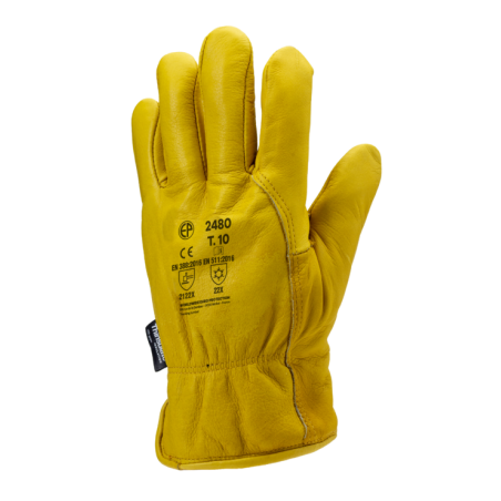GANTS DE PROTECTION THERMIQUES DOUBLÉS EN CUIR JAUNE EUROWINTER ALASKA T 10