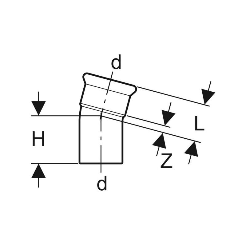 Coude 15° Mapress Acier Inox avec tube d'emboîtement