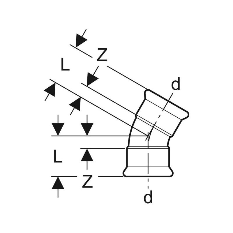 Coude 30° Mapress Acier Inox