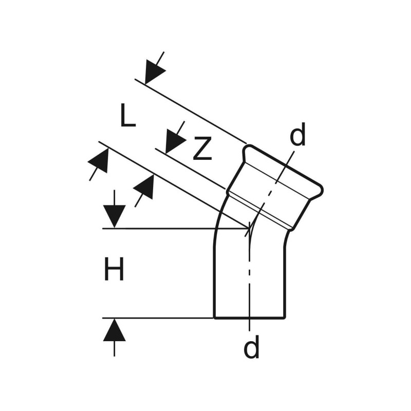 Coude 30° Mapress Acier Inox avec tube d'emboîtement