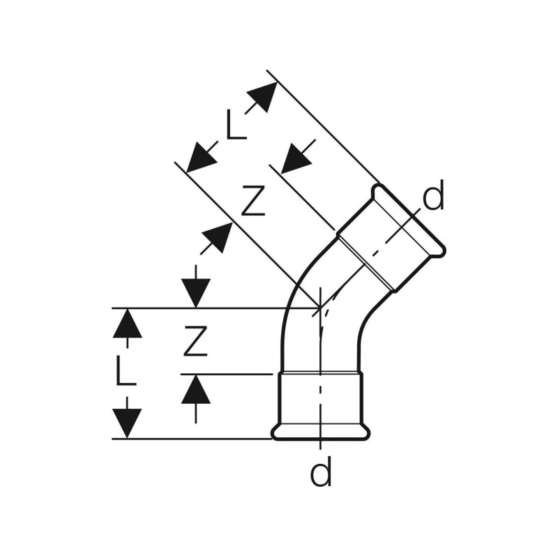 Coude 45° Mapress Acier Inox