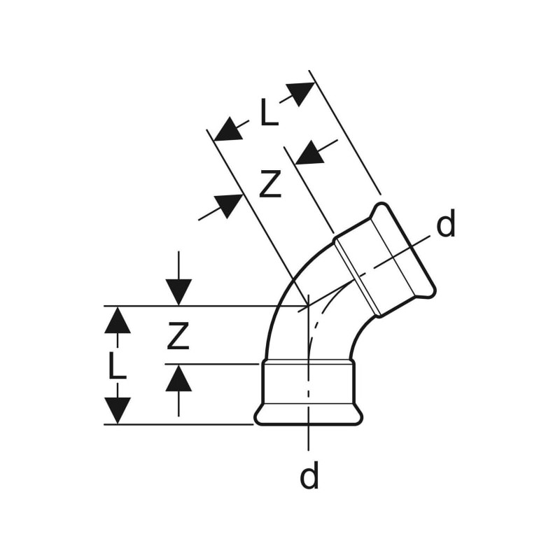 Coude 60° Mapress Acier Inox