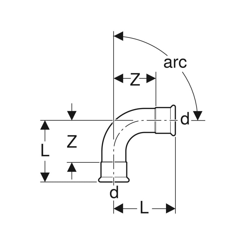 Coude 90° Mapress Acier Inox