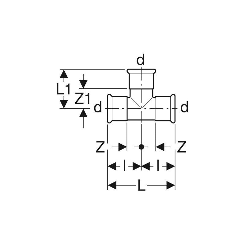 Té égal Mapress Acier Inox