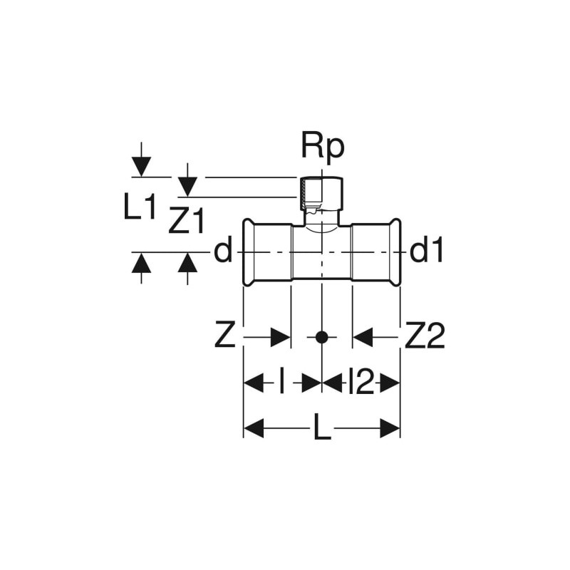 Té Mapress Acier Inox avec filetage femelle