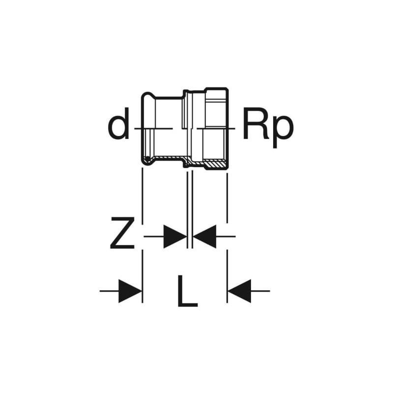 Raccord Mapress Acier Inox avec filetage femelle