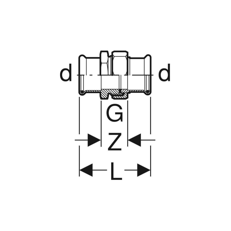 Raccord union Mapress Acier Inox, écrou de serrage en acier 304