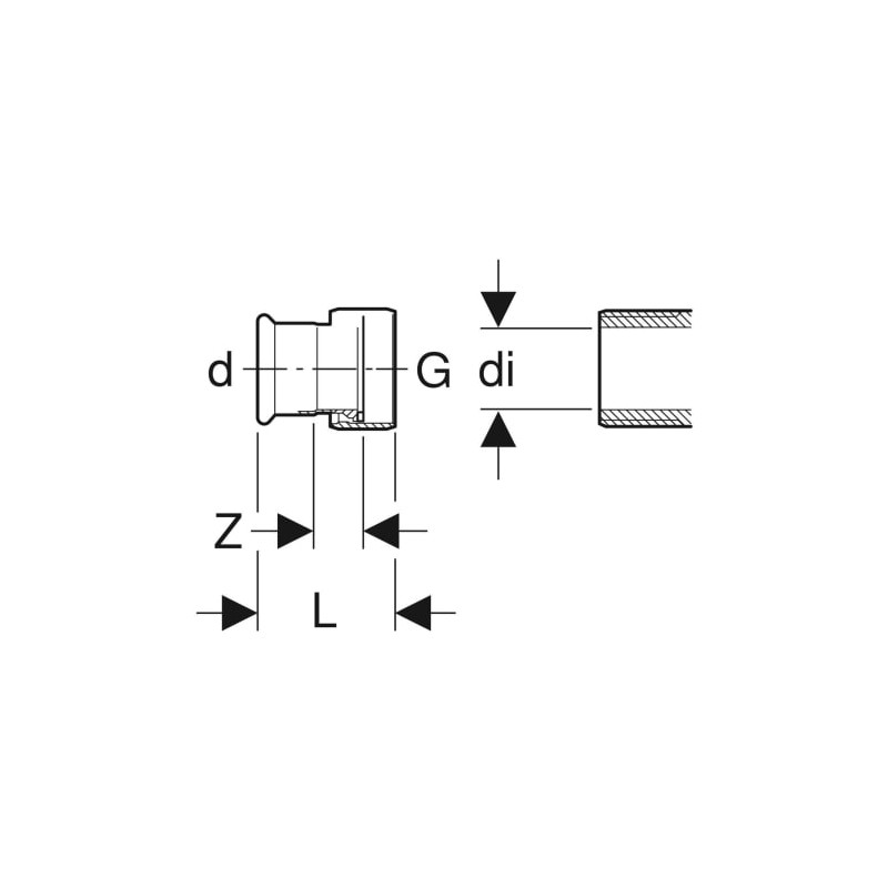 Raccord Mapress Acier Inox avec écrou de serrage en acier 304