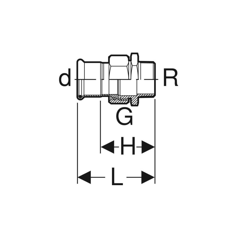 Raccord union Mapress Acier Inox avec filetage mâle