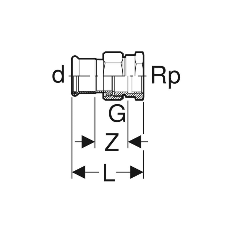 Raccord union Mapress Acier Inox avec filetage femelle