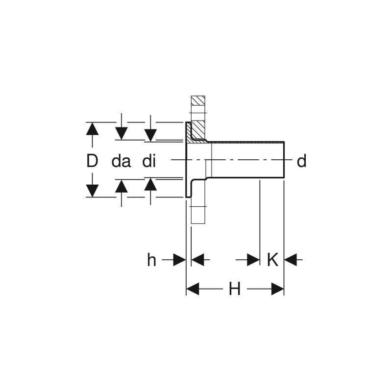 Collet Mapress Acier Inox avec tube d'emboîtement, pour bride folle PN 10/16