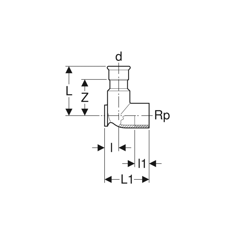 Raccord coudé 90° Mapress Acier Inox