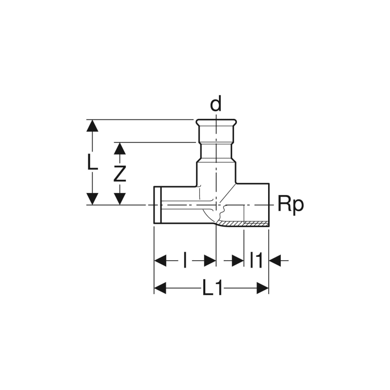 Raccord coudé 90 Mapress Acier Inox déporté