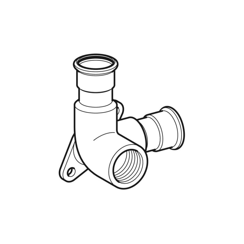 Applique double 90° Mapress Acier Inox à angle droit: d15mm d115mm Rp1/2" L6cm