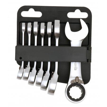 JEU DE 7 CLES MIXTES A CLIQUET COURTES COMPACT DE 8 A 19MM