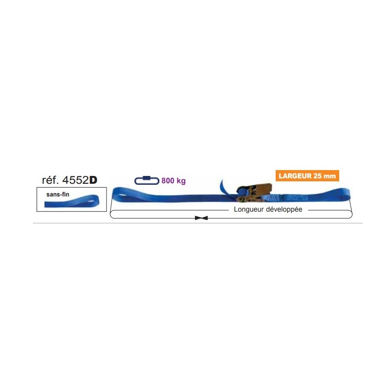 SANGLE ARRIMAGE EXTERIEUR  LARGEUR 25MM A CLIQUET 5M