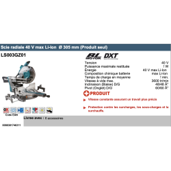 SCIE RADIALE 40 V MAX Li-Ion Ø 305 mm (Produit seul)