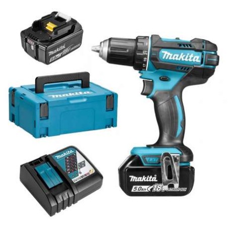 PERCEUSE VISSEUSE 18 V LI-ION 5 AH Ø 13 MM (1 MAKPAC + 2 BATTERIES + 1 CHARGEUR + 1 CHUCK DE PERCEUSE SANS CLE 13 MM)