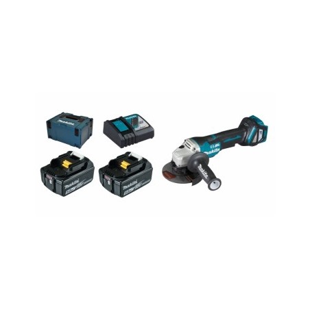 MEULEUSE Ø 125 MM 18 V LI-ION 5 AH (1 MAKPAC + 2 BATTERIES + 1 CHARGEUR + KIT D'ACCESSOIRES)