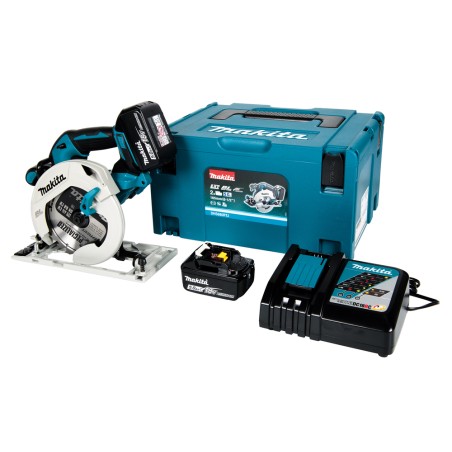 SCIE CIRCULAIRE  POUR GAUCHE 18 V LI-ION 5 AH Ø 165 MM (1 MAKPAC + 2 BATTERIES + 1 CHARGEUR + KIT D'ACCESSOIRES)