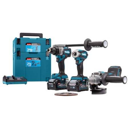ENSEMBLE DE 3 MACHINES 40 V MAX LI-ION 4 AH XGT (DF001G PERCEUSE VISSEUSE + GA005G MEULEUSE + TD001G VISSEUSE A CHOCS) (2 MA...