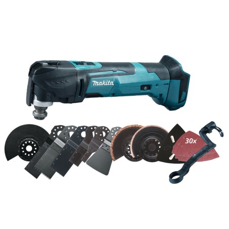 DÉCOUPEUR-PONCEUR MULTIFONCTIONS 18 V LI-ION (PRODUIT SEUL AVEC 1 MAKPAC + 1 PAPIER ABRASIF 94 MM, 60G + 1 PAPIER ABRASIF 9...