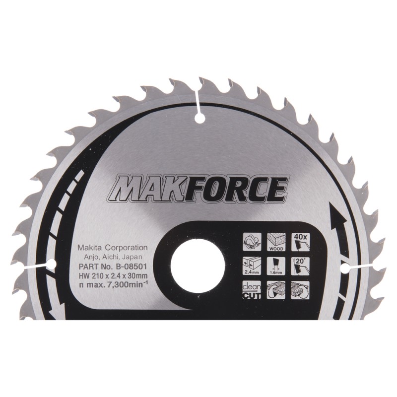 LAME SCIE CIRCULAIRE CARBURE POUR BOIS DENTURE 40 DIAMETRE 210X30