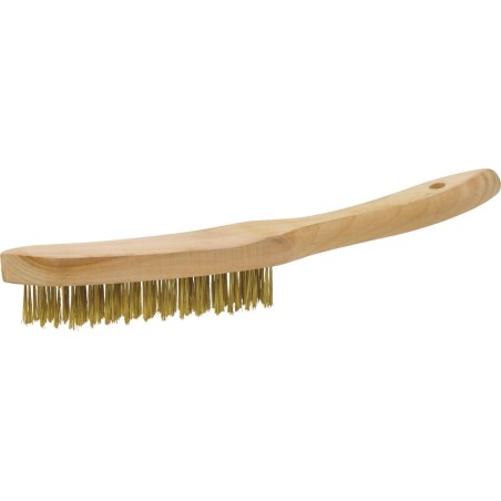 BROSSE METALLIQUE MANCHE BOIS INCURVE FIL 0.30 LAITON DROIT
