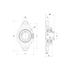 PALIER COMPLET INOX APPLIQUE 2 TROUS REF SUCFL.205