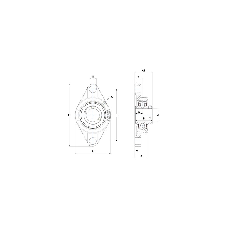 PALIER COMPLET INOX APPLIQUE 2 TROUS REF SUCFL.205