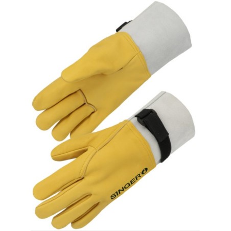 SUR-GANTS ELECTRICIEN  CUIR TOUT FLEUR DE BOVIN AVEC SERRAGE T10