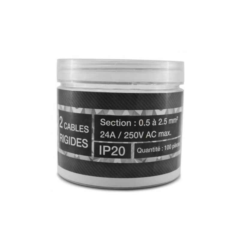 CONNECTEURS RAPIDES 2 FILS RIGIDES BOITE 100PCS