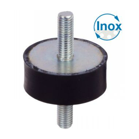PLOT ANTIVIBRATOIRE CAOUTCHOUC Ø30 HT15 M/M M8 INOX