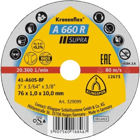 DISQUE A TRONCONNER A 660R SUPRA 76X1X10