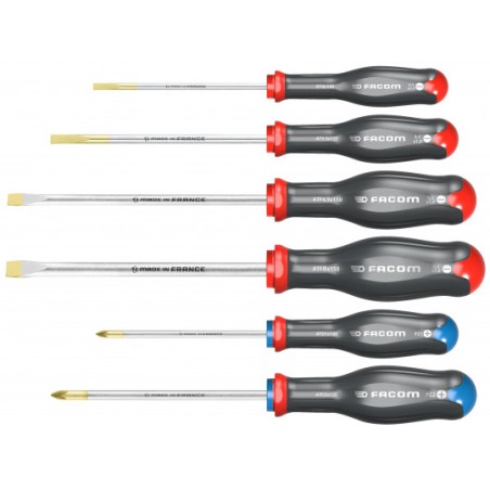 JEU DE 6 TOURNEVIS PROTWIST LAME RONDE REF ATD.J6PB