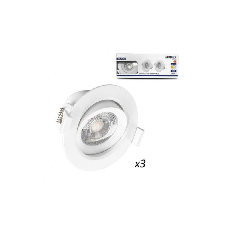 SPOT LED SMD ORIENTABLE 5W 3000K PACK DE 3