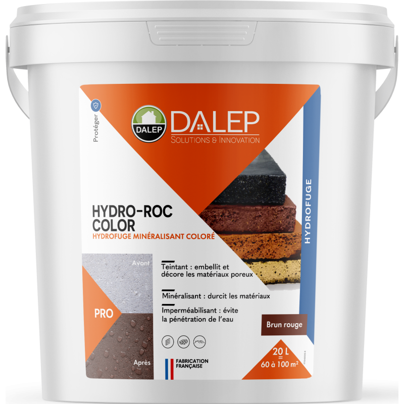 DALEP HYDROFUGE MINERALISANT HYDRO-ROC COLORÉ BRUN ROUGE BIDON 20L