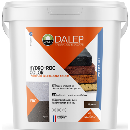 DALEP HYDROFUGE MINERALISANT HYDRO-ROC COLORÉ MARRON BIDON 20L