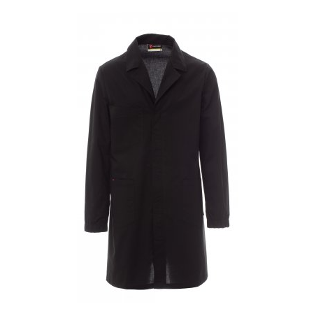 BLOUSE HOMME NOIRE LAB BOUTONS PRESSIONS POCHE POITRINE T. L