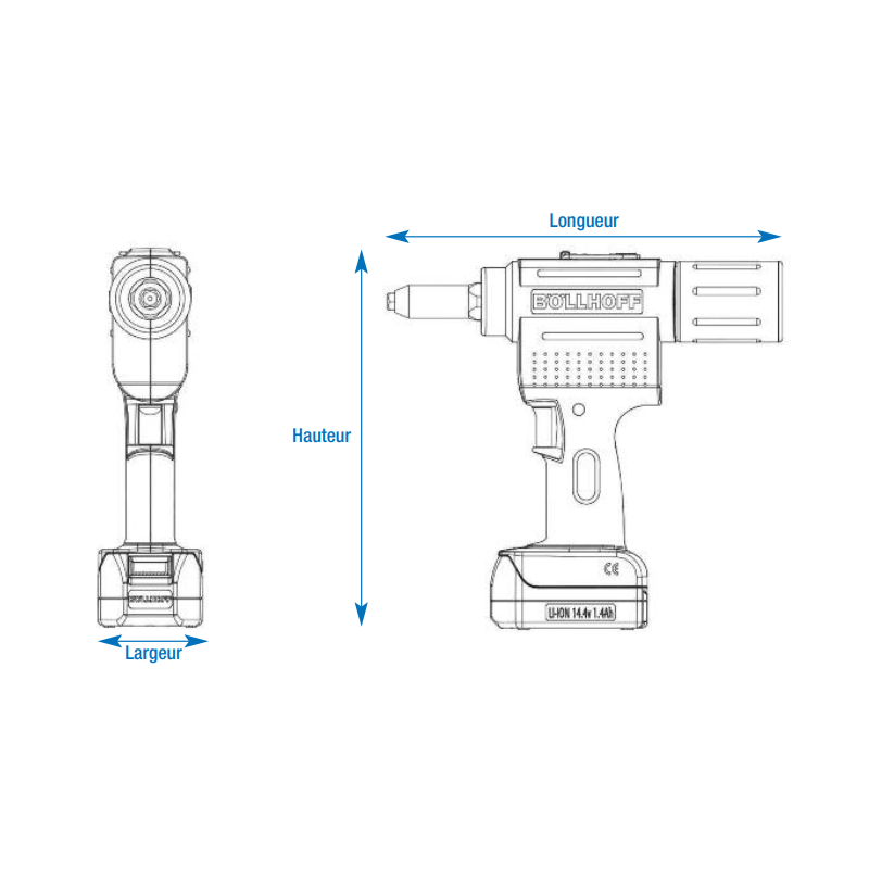 RIVETEUSE SUR BATTERIE B2000 + 2 BATTERIE DE 1.4A