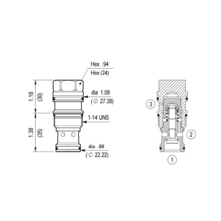 Clapet piloté SE cartouche 120l/mn VSON 12U 00