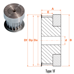 POULIE ALU TYPE T5 24DTS LARGEUR 27 - REF T5Z024-027