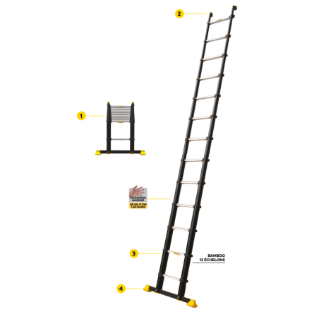 ECHELLE TELESCOPIQUE BAMBOO 13 BARREAUX 4.05M